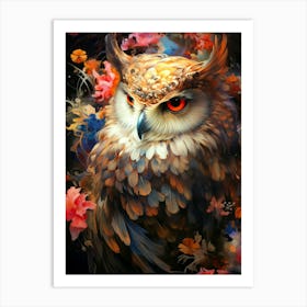 Floral Fantasy Owl Forest Art Print