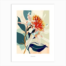 Colourful Flower Illustration Poster Dahlia 2 Art Print