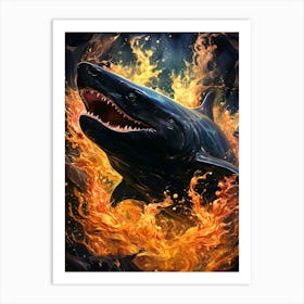 Inferno Fantasy Black Shark Art Print