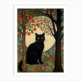 Black Cat In The Forest Style William Morris 10 Art Print