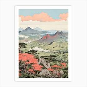 Aso Caldera In Kumamoto, Ukiyo E Drawing 4 Art Print