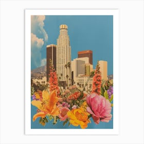 Los Angeles   Floral Retro Collage Style 2 Art Print