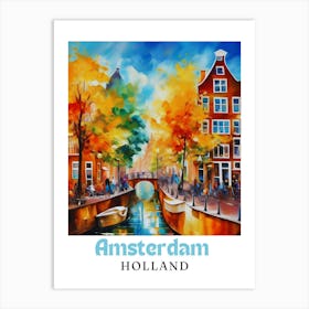 Netherlands Amsterdam, travel poster, wall art print, Amsterdam painting,23 Art Print