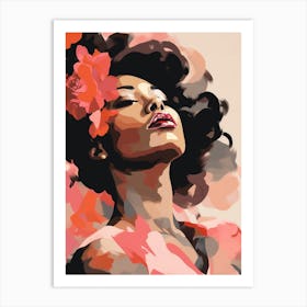 Afro-American Woman With Flowers Art Print