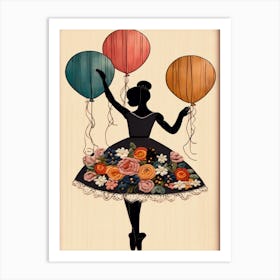 Ballerina With Balloons 2 Art Print