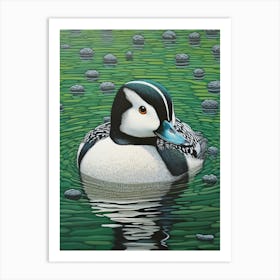 Ohara Koson Inspired Bird Painting Bufflehead 1 Art Print