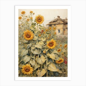 Sunflowers In The Garden Art Print