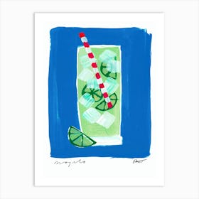 Blue Mojito Cocktail Art Print