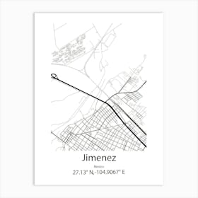 Jimenez,Mexico Minimalist Map Art Print