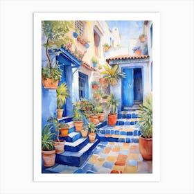 Blue Houses In Morocco 2 Art Print