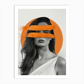 Woman With Orange Paint On Her Face Art Print