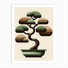 Minimalist Bonsai Geometric Style AI Art Print