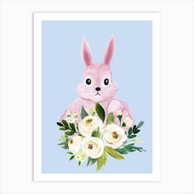 Bunny And Flower Wreath Art Print