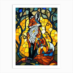 Stained Glass Fox 4 Art Print