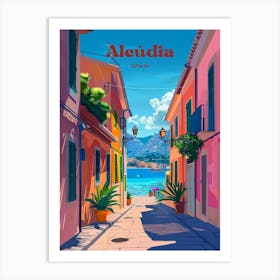 Alcudia Spain Island Digital Travel Illustration Art Print