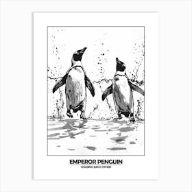 Penguin Chasing Eachother Poster 1 Art Print