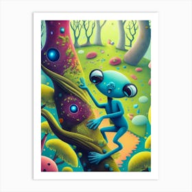 Alien Child Climbing A Tree Art Print