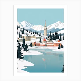 Retro Winter Illustration St Moritz Switzerland 1 Art Print