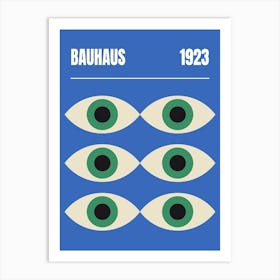 Bauhaus Eyes, mystic, evil eye, 70s, 80s, 90s, contemporary, exhibition, blue, vintage, retro, geometric, modern, pop, abstract, art, shapes, Art Print