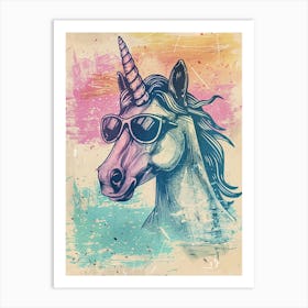 Pastel Unicorn In Sunglasses Illustration 3 Art Print