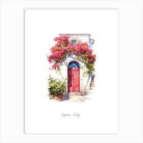 Naples, Italy   Mediterranean Doors Watercolour Painting 2 Poster Art Print