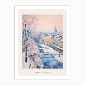 Dreamy Winter Painting Poster Geneva Switzerland 2 Art Print