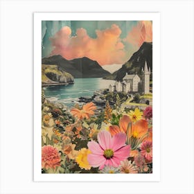 Ireland   Floral Retro Collage Style 3 Art Print