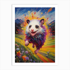  A Possum Running In Field Vibrant Paint Splash 2 Art Print