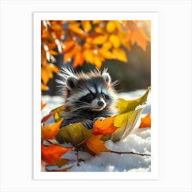 Raccoon In A Leaf Art Print