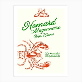 omard Mayonnaise Lobster Printable Poster, Kitchen Wall Art, Seafood Decoration, Gift Idea, Wall Decor Art Print