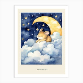 Baby Chipmunk 2 Sleeping In The Clouds Nursery Poster Art Print