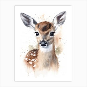 Baby Deer Watercolour Nursery 3 Art Print