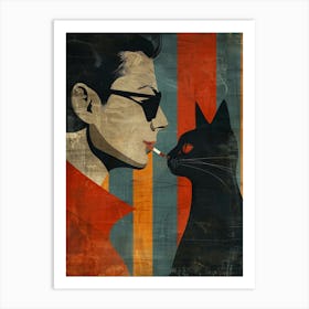 Man And A Cat Art Print