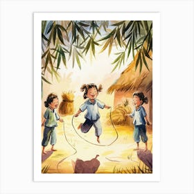 Children Playing With A Rope Art Print