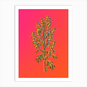 Neon Madeira Wormwood Botanical in Hot Pink and Electric Blue Art Print