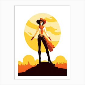 Minimalist Cowgirl Desert Sunset 5 Art Print