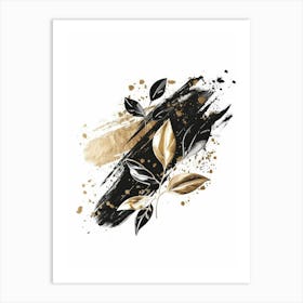 Gold And Black Leaves 4 Art Print