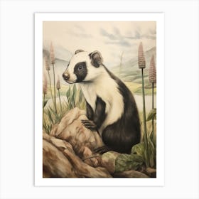 Storybook Animal Watercolour Skunk 1 Art Print