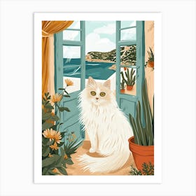 Persian Cat Storybook Illustration 1 Art Print