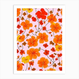 Nasturtium Floral Print Retro Pattern1 Flower Art Print