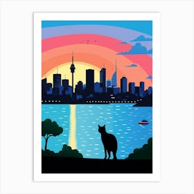 Sydney, Australia Skyline With A Cat 2 Art Print