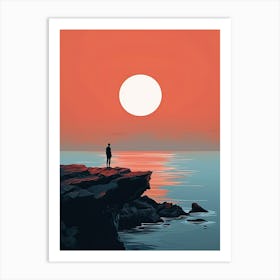 Sunset Over The Ocean, Minimalism Art Print