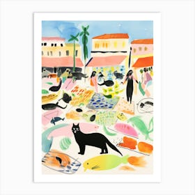 The Food Market In Copenhagen 7 Illustration Art Print