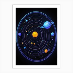 Default Neon Black Light Sgraffito Solar System 3d Illustratio 1 (1) Art Print