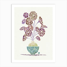 Watercolor Stephania Erecta leaves [white-red] Art Print