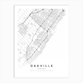 Oakville Ontario Canada White Map Art Print