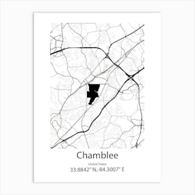 Chamblee,United States Minimalist Map 1 Art Print