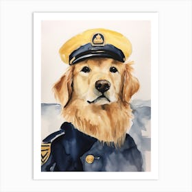 Golden Retriever In Uniform Art Print