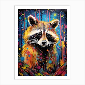 A Forest Raccoon Vibrant Paint Splash 1 Art Print