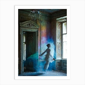 Polychrome Banshee Floats Through An Abandoned Victorian Mansion Casting Eerie Shadows On Peeling W 1 Art Print